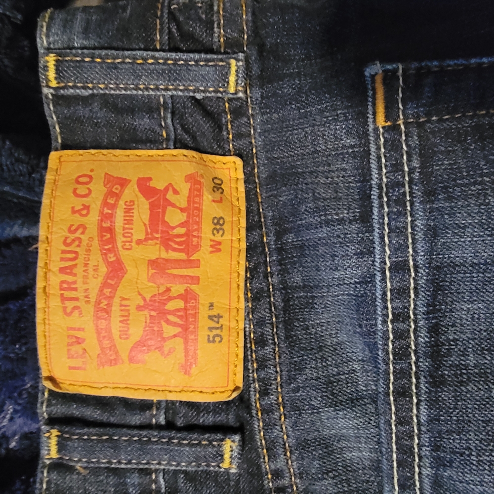 Levi's Slim Straight Blue Jeans with Distressed Finish